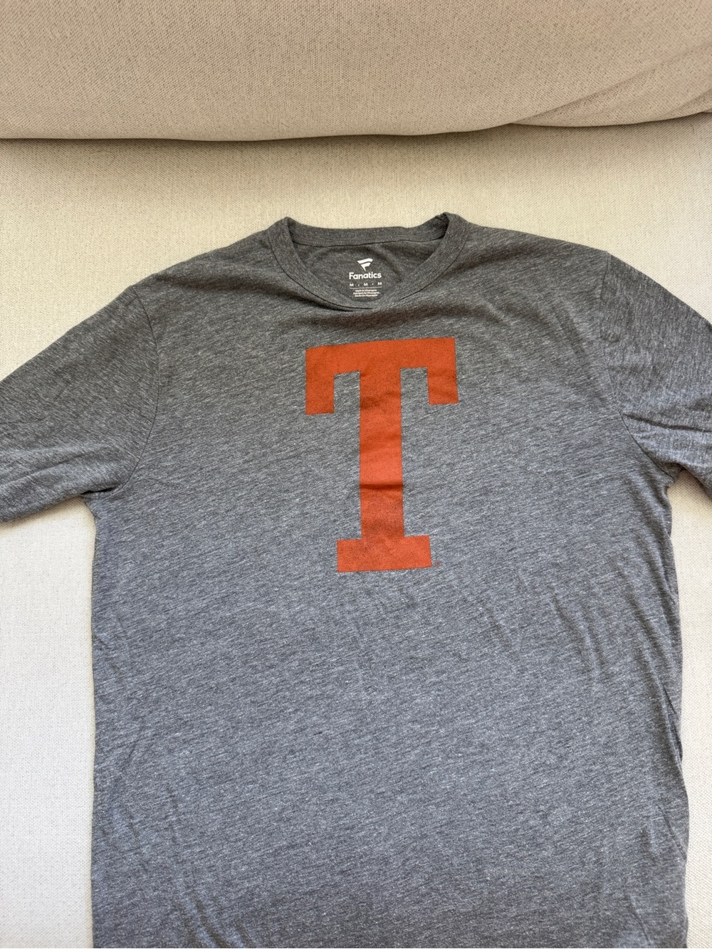 Men’s Fanatics Gray T-Shirt with Rust Texas 'T' Logo